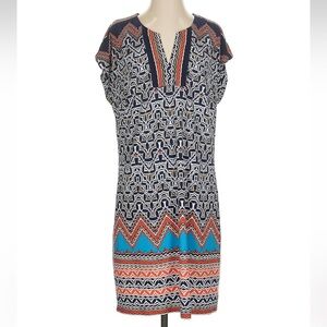 Laundry By Shelli Segal Navy, White & Coral Printed Mini Dress